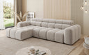 Canapé d’angle design Mia avec extension électrique de l’assise en Chenille