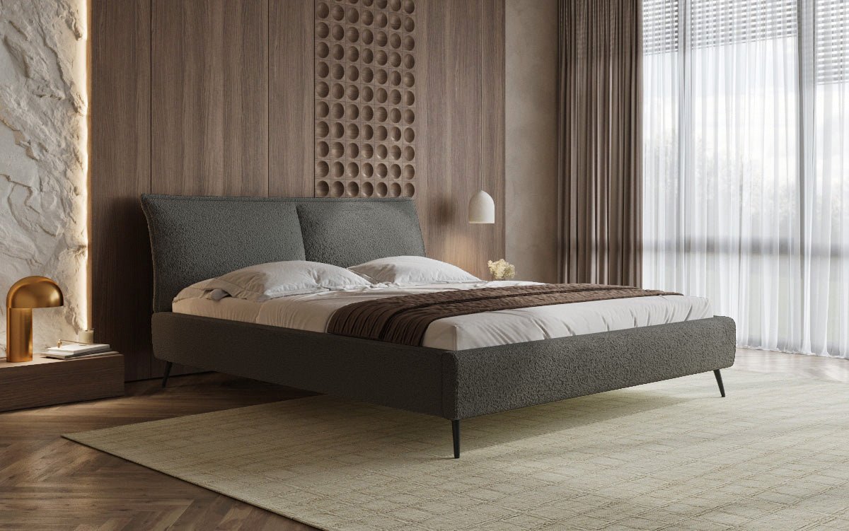 Lit design Zoe Bouclé avec espace de rangement