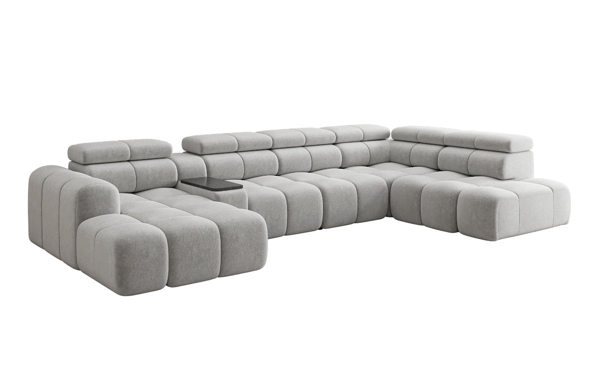 Designer sofa living area Mia with electric seat extension in chenille