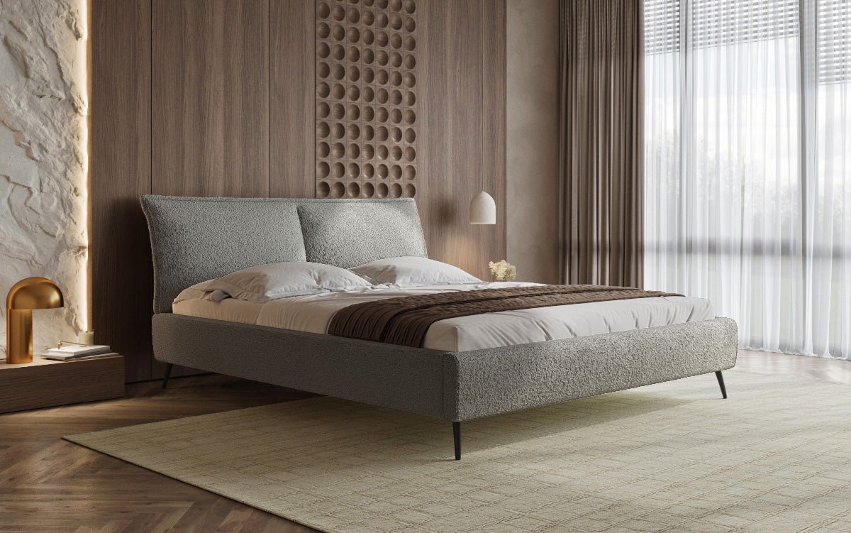 Lit design Zoe Bouclé avec espace de rangement