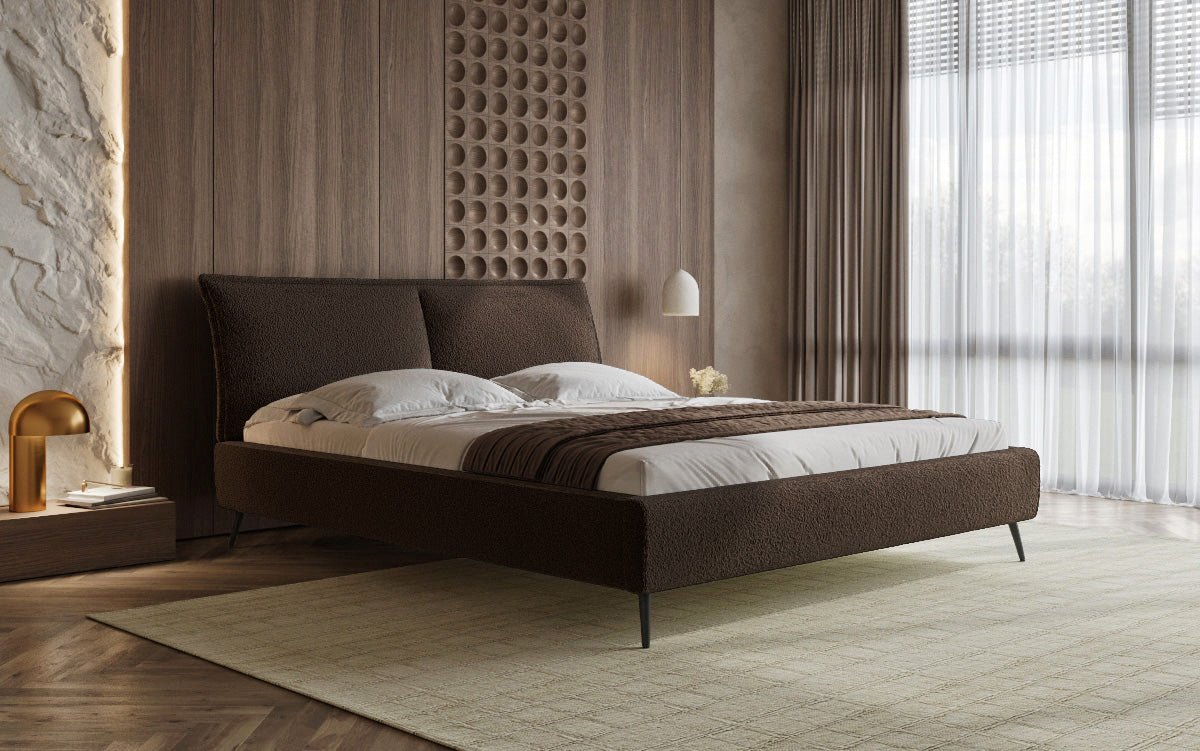 Lit design Zoe Bouclé avec espace de rangement