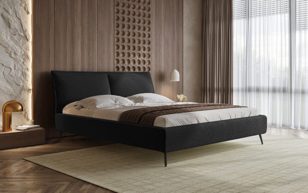 Lit design Zoe Bouclé avec espace de rangement