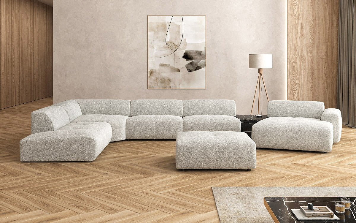 Designer Wunnlandschaft Calm mat Beistellhocker a Bouclé