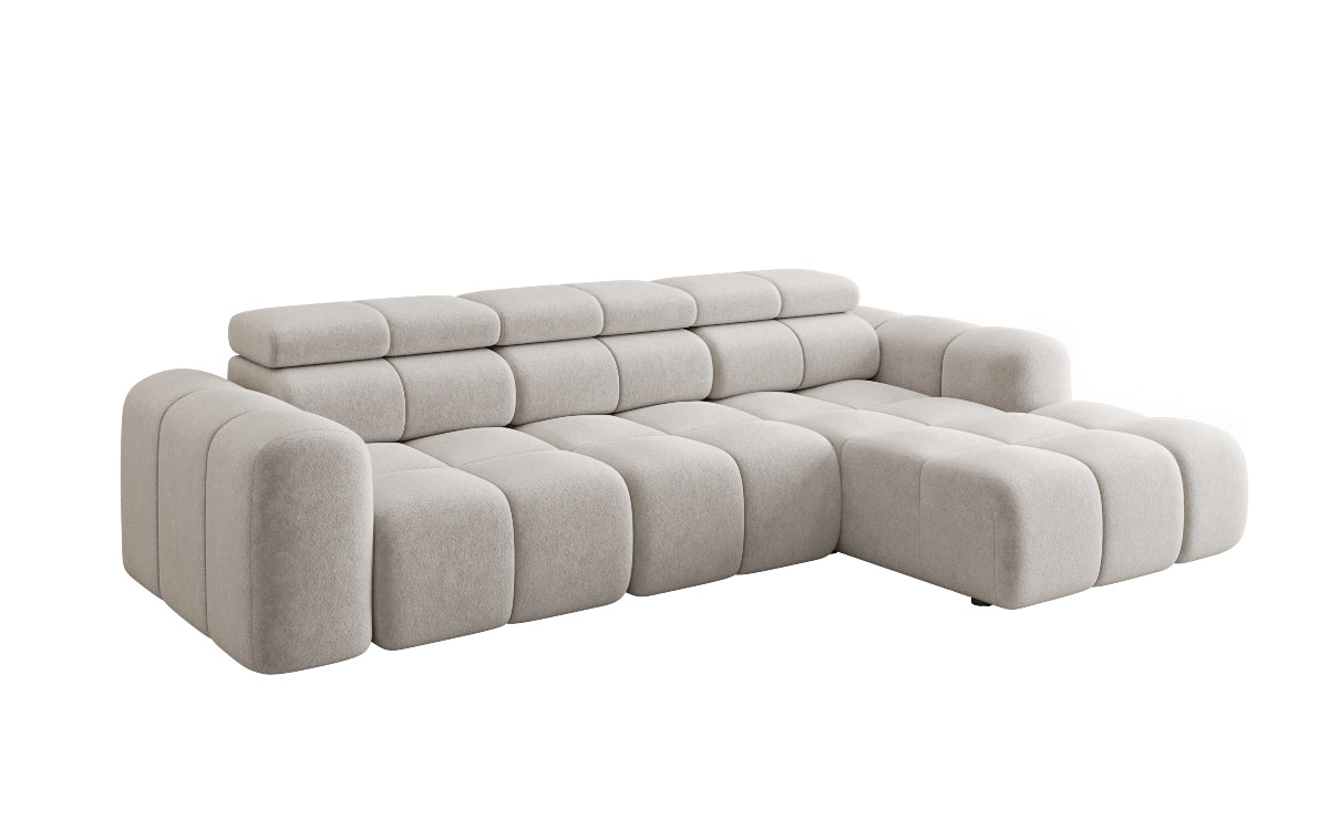 Designer sofa Mia L with electric seat extension in chenille