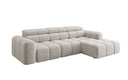 Canapé d’angle design Mia avec extension électrique de l’assise en Chenille