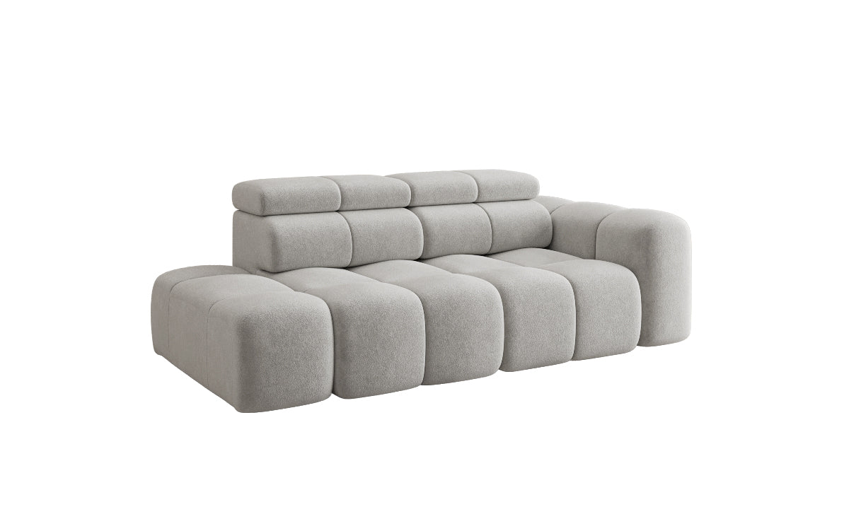Designer 3-Seater Sofa with Chaise Longue Mia in Chenille