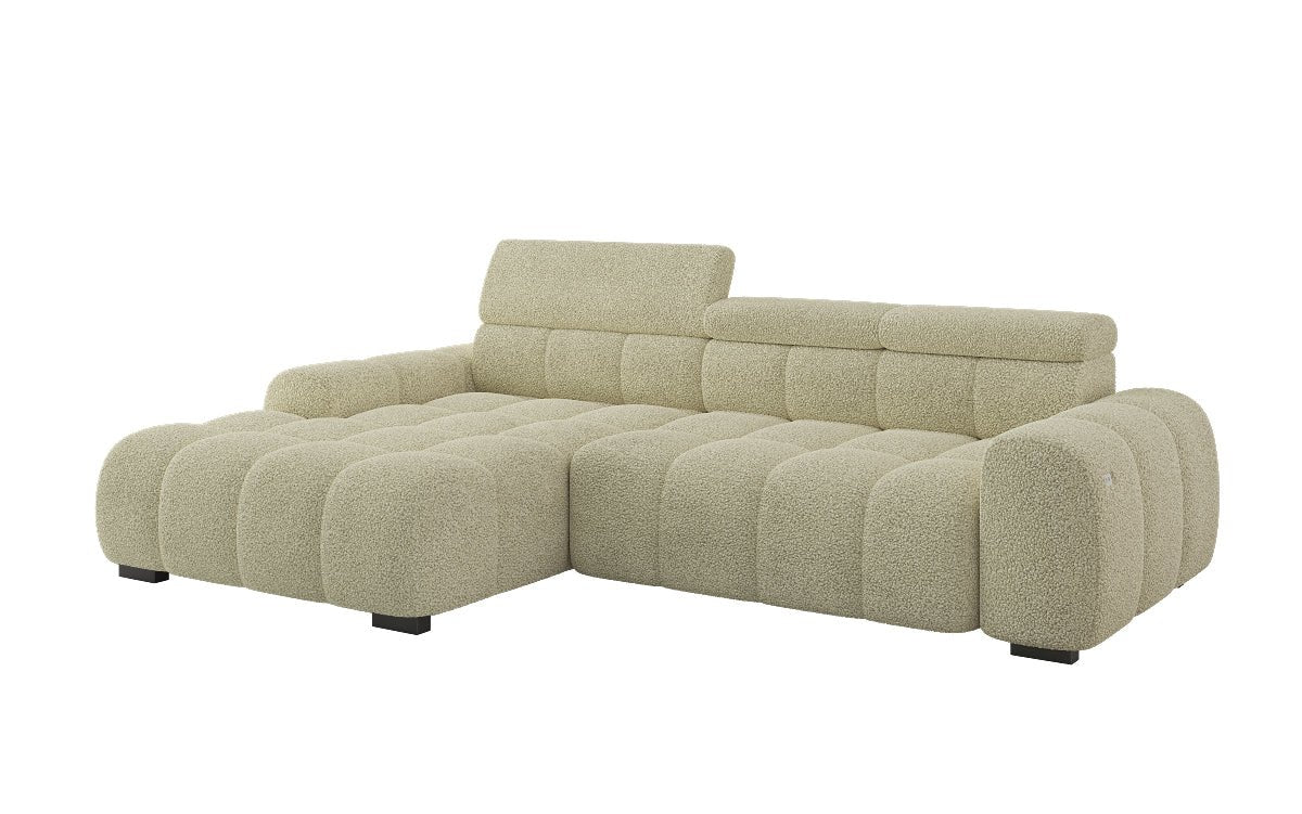 Designer sofa Elaro L with electric seat extension in bouclé