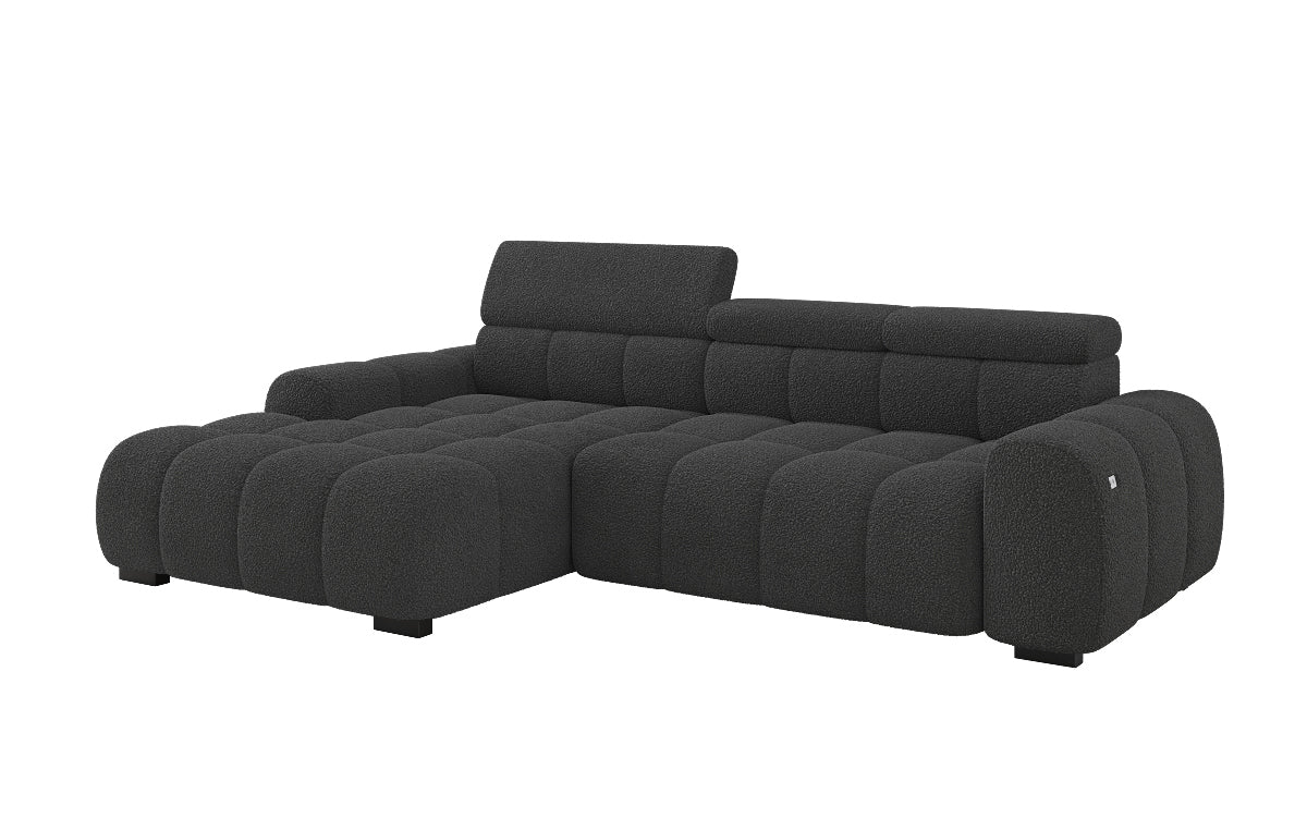 Designer sofa Elaro L with electric seat extension in bouclé