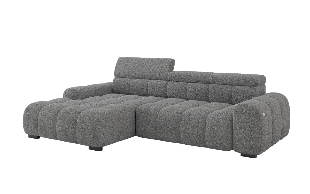 Designer sofa Elaro L with electric seat extension in bouclé