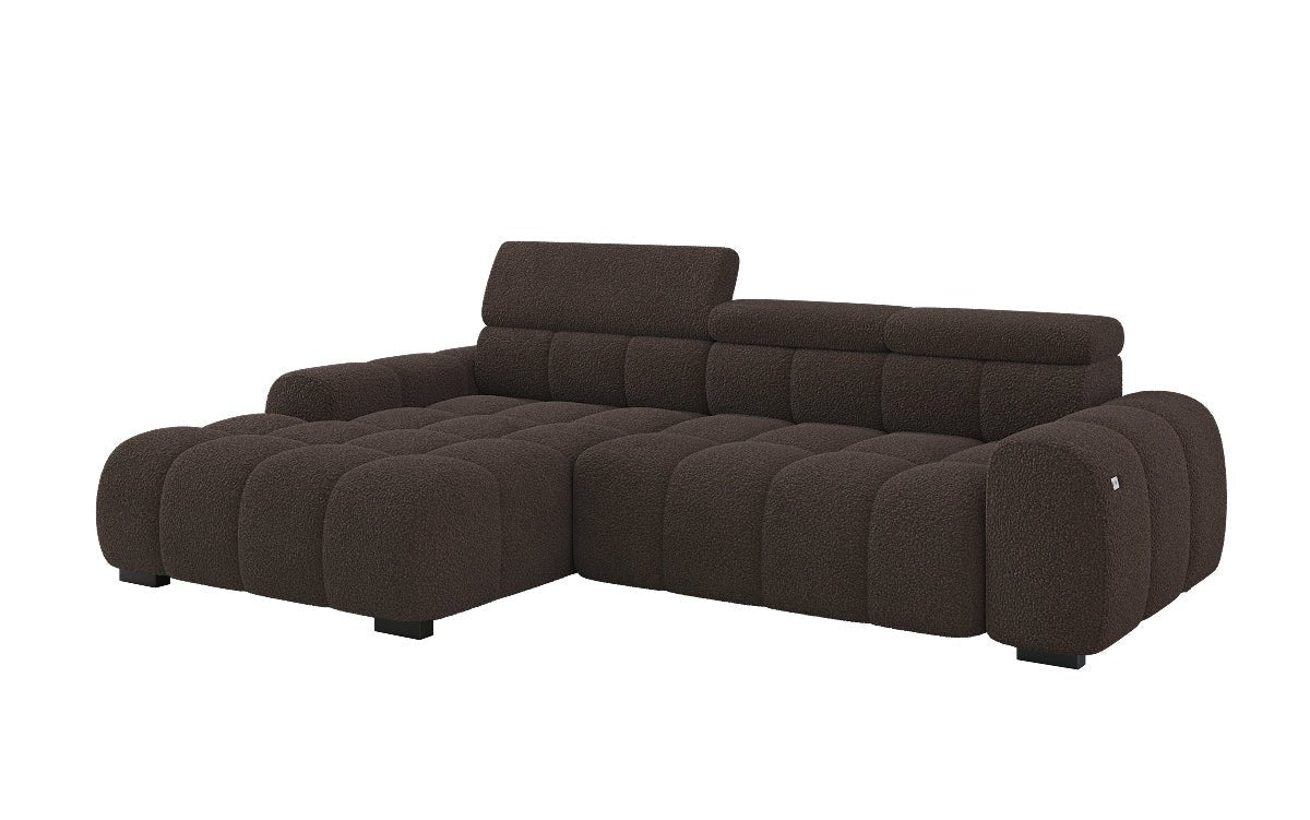 Designer sofa Elaro L with electric seat extension in bouclé