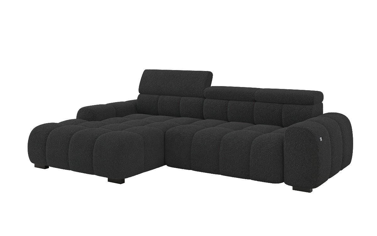 Designer sofa Elaro L with electric seat extension in bouclé