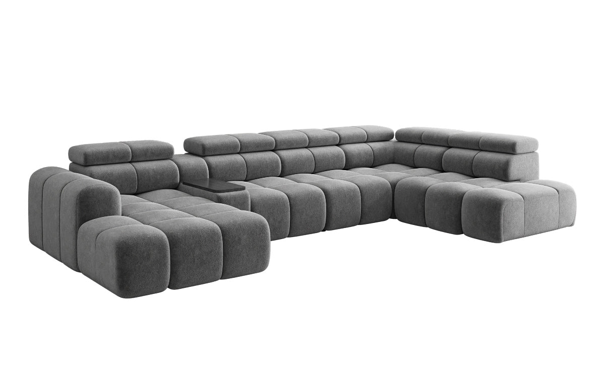 Designer sofa living area Mia with electric seat extension in chenille