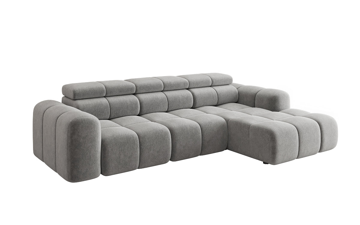 Designer sofa Mia L with electric seat extension in chenille