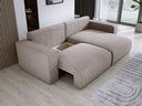 Designer corner sofa Carl Corduroy with sleeping and fold-out function