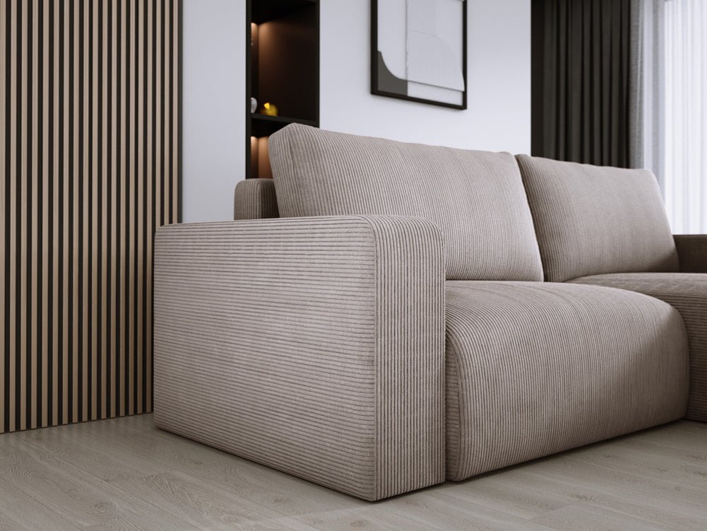 Designer Sofa Carl Cord mat Schlof- a Klapfunktioun