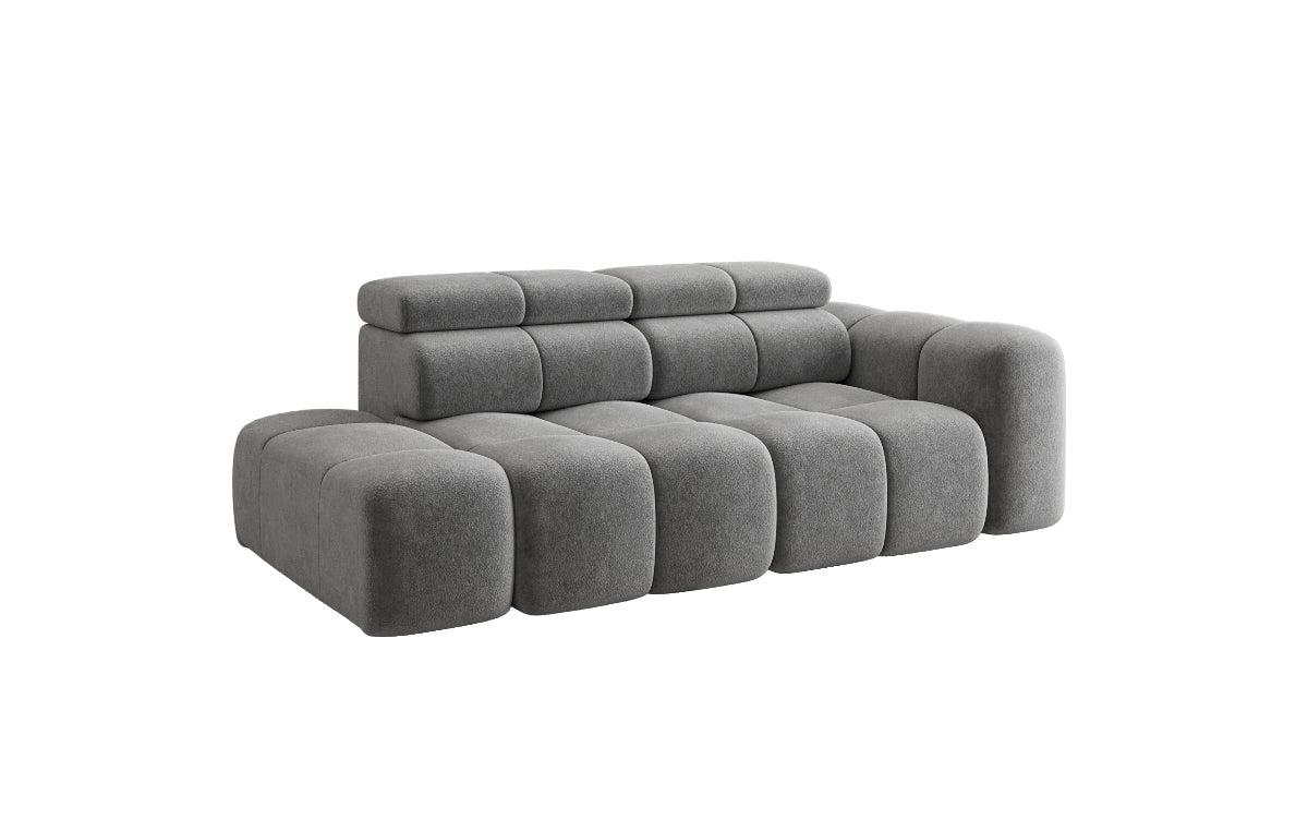 Designer 3-Seater Sofa with Chaise Longue Mia in Chenille