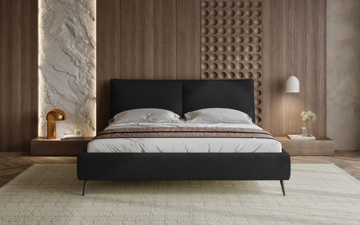 Lit design Zoe Bouclé avec espace de rangement