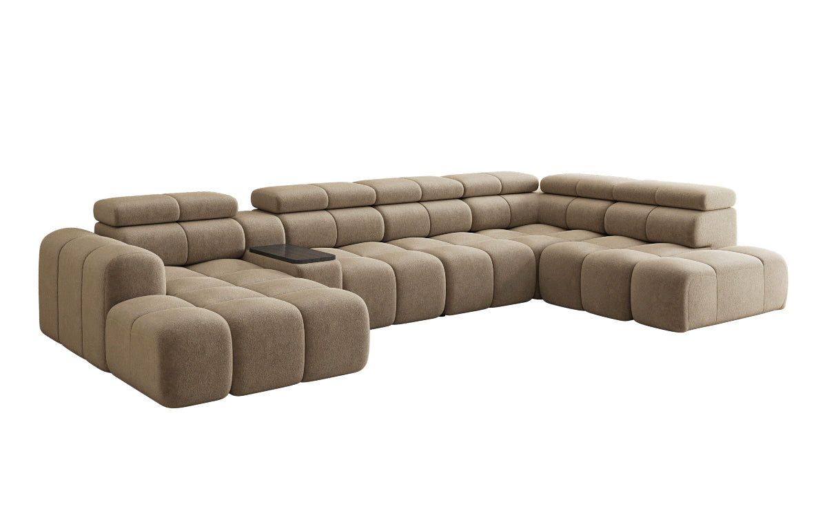 Designer sofa living area Mia with electric seat extension in chenille