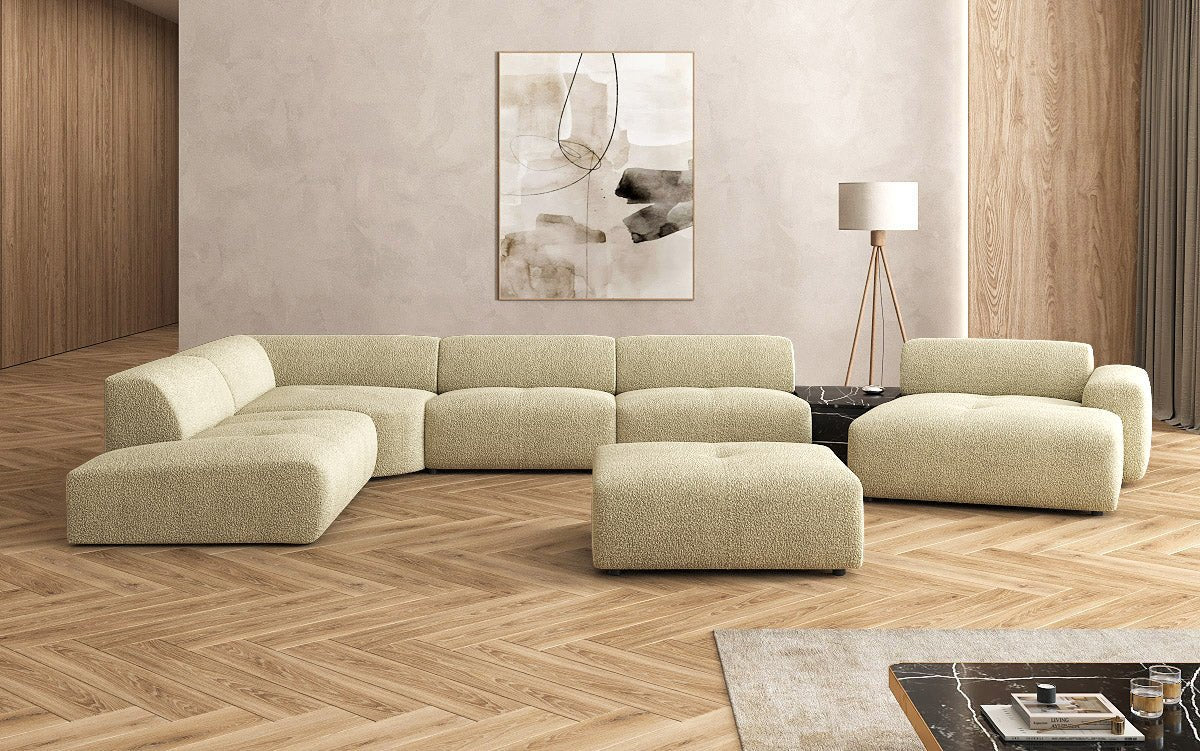 Designer Wunnlandschaft Calm mat Beistellhocker a Bouclé
