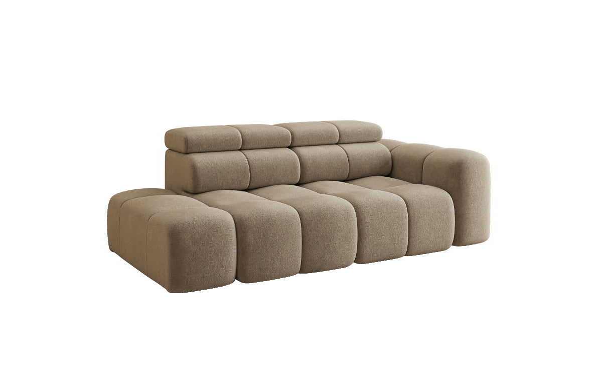 Designer 3-Seater Sofa with Chaise Longue Mia in Chenille