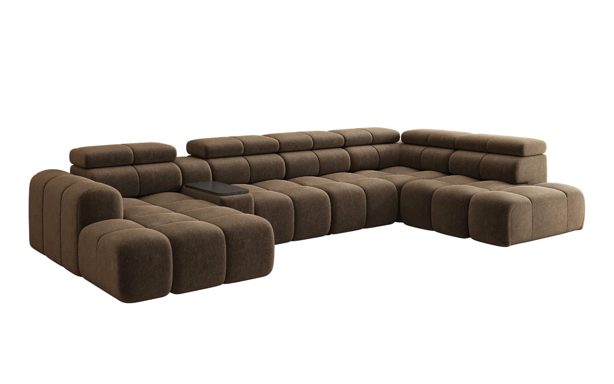 Designer sofa living area Mia with electric seat extension in chenille