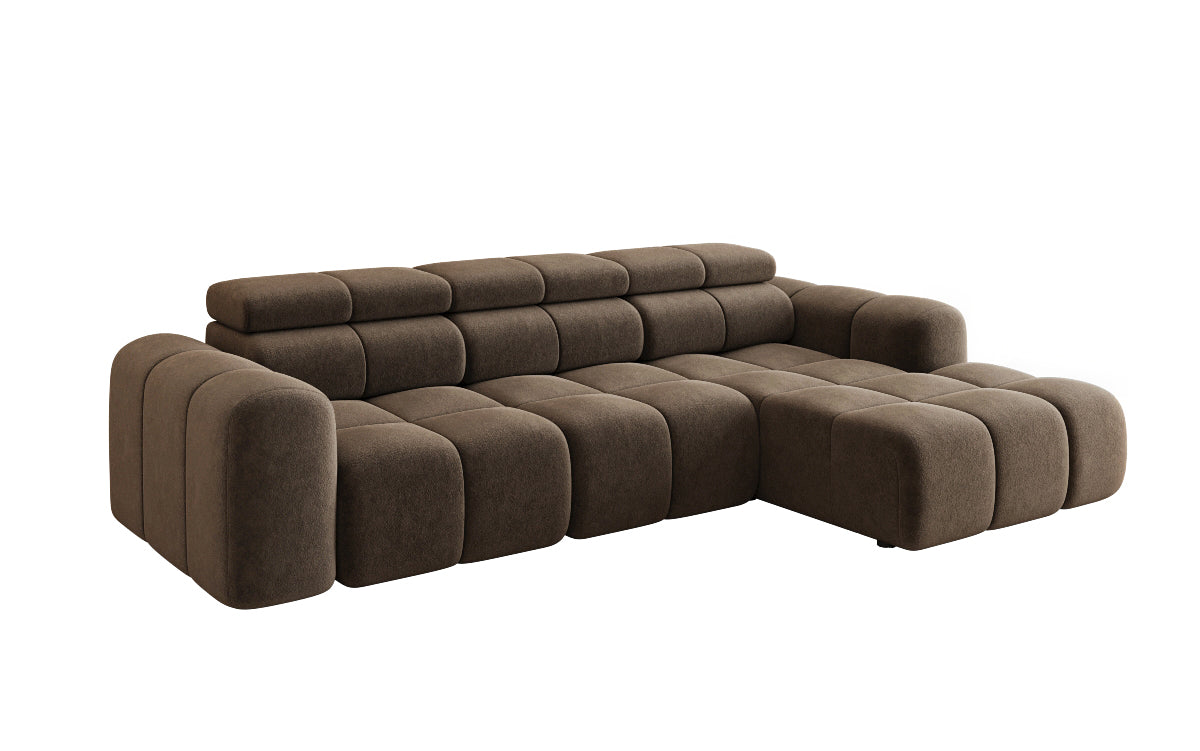 Designer sofa Mia L with electric seat extension in chenille