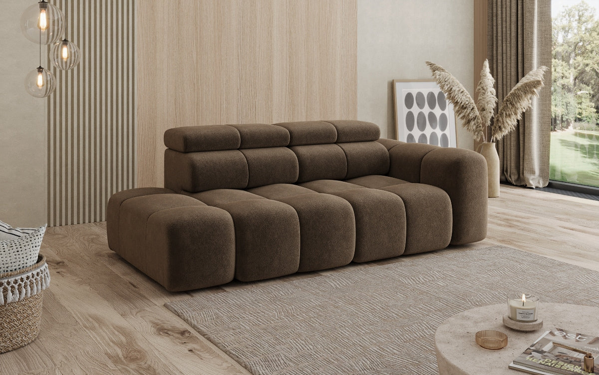 Designer 3-Seater Sofa with Chaise Longue Mia in Chenille