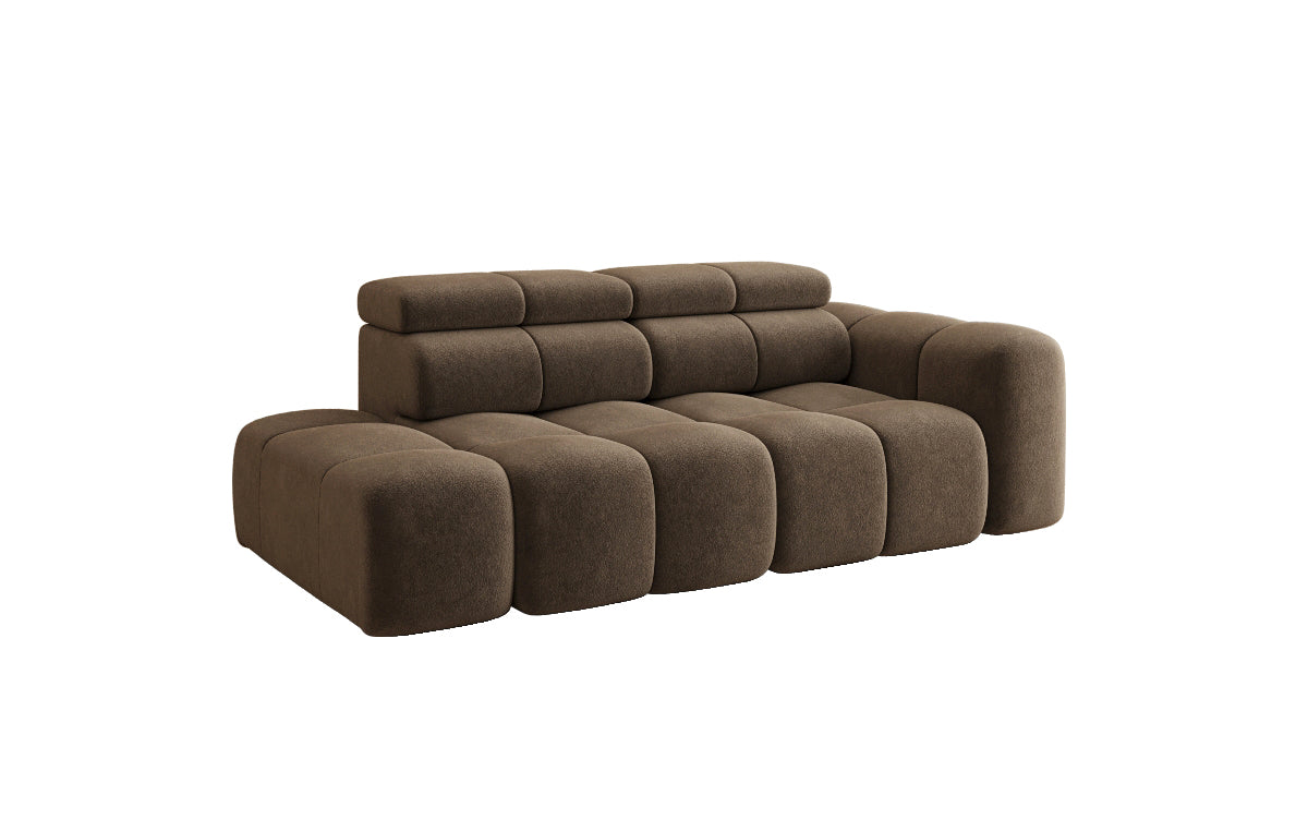 Designer 3-Seater Sofa with Chaise Longue Mia in Chenille