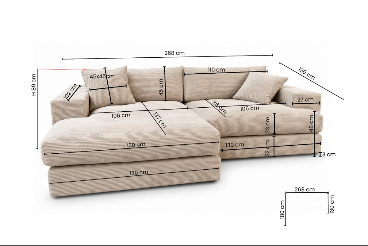 Designer-Ecksofa Lima a Cord