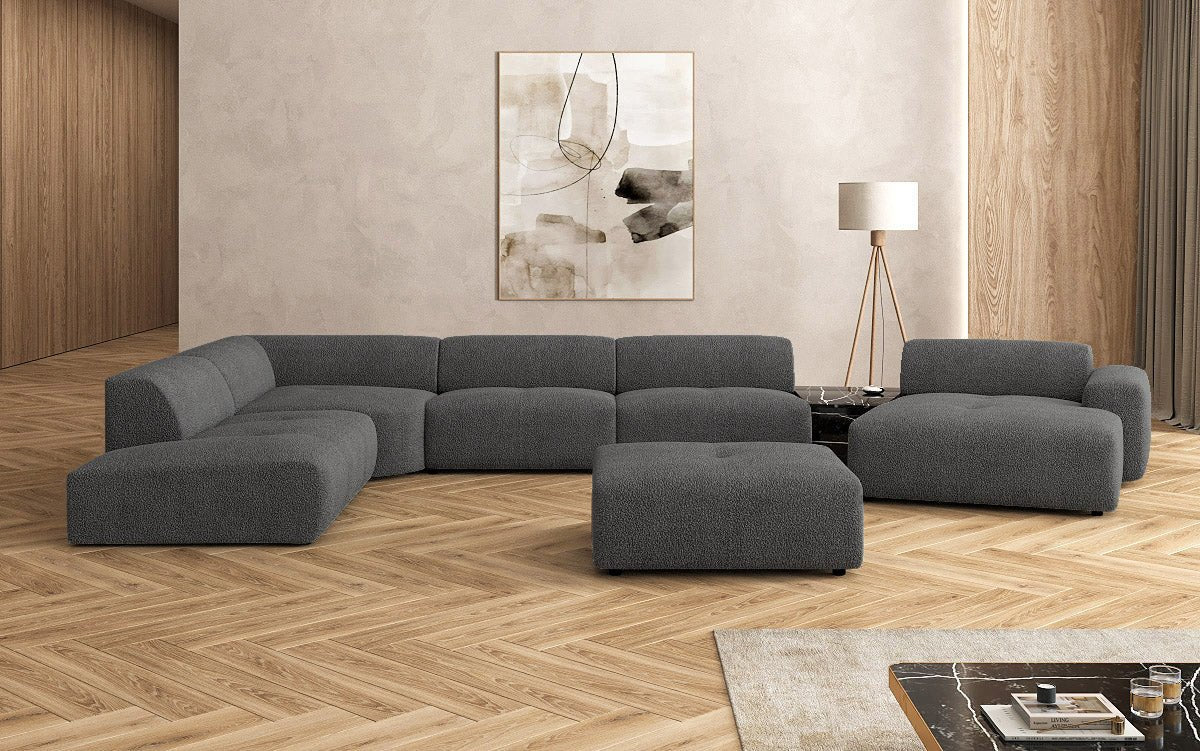 Designer Wunnlandschaft Calm mat Beistellhocker a Bouclé