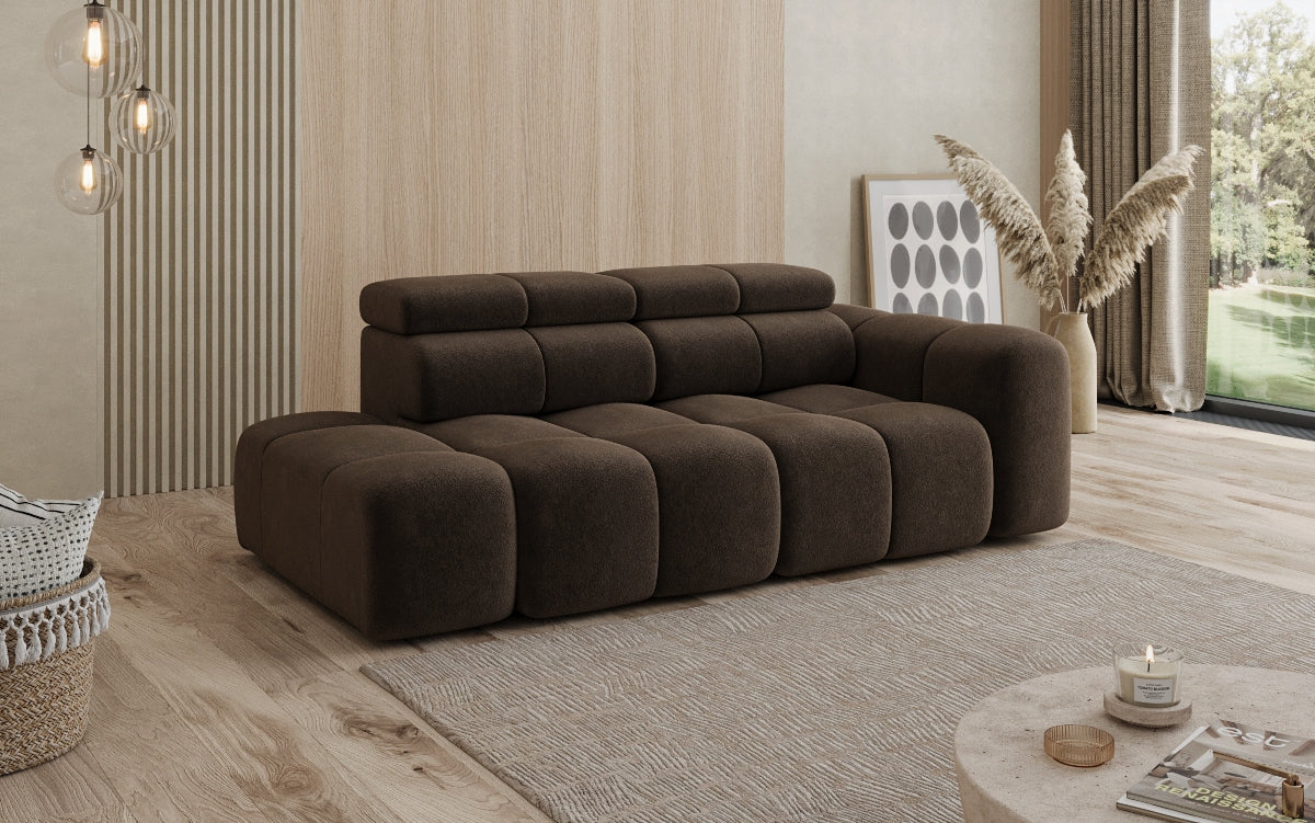 Designer 3-Seater Sofa with Chaise Longue Mia in Chenille