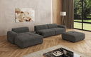 Designer-Ecksofa Calm mat Bäihocker a Bäidësch a Bouclé