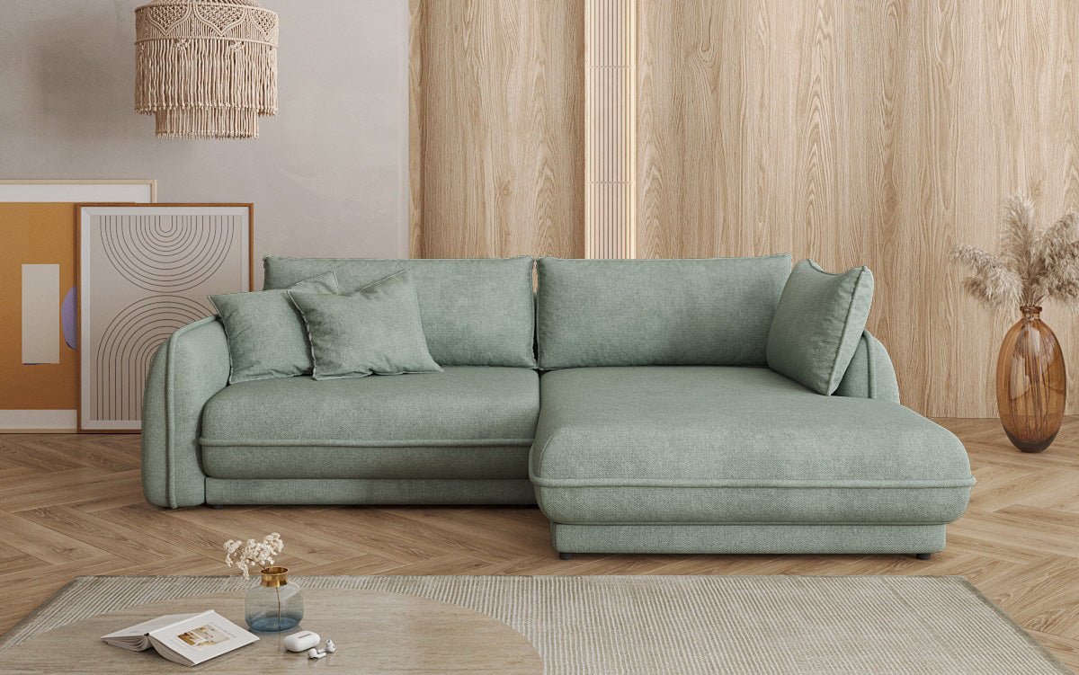 Designer Sofa Mojave II Stoff mat Schloffunktion an Stauraum