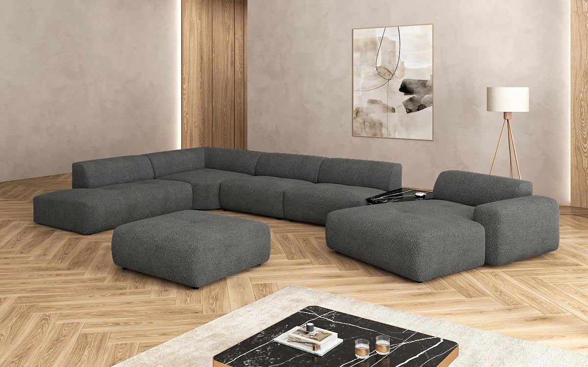 Designer Wunnlandschaft Calm mat Beistellhocker a Bouclé