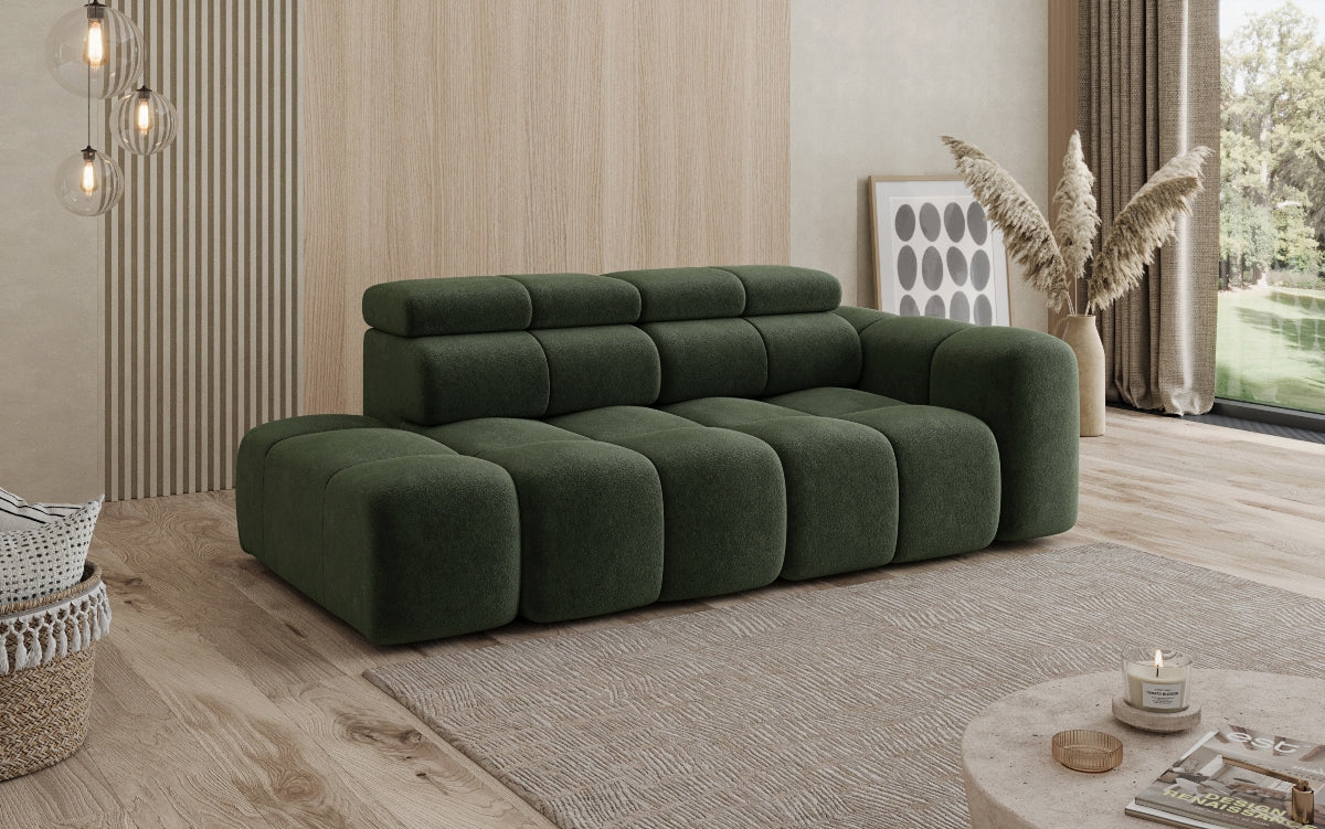 Designer 3-Seater Sofa with Chaise Longue Mia in Chenille