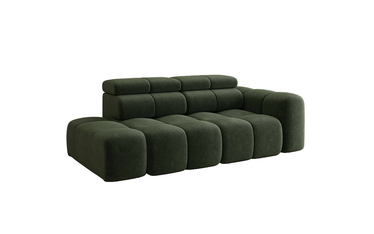 Designer 3-Seater Sofa with Chaise Longue Mia in Chenille