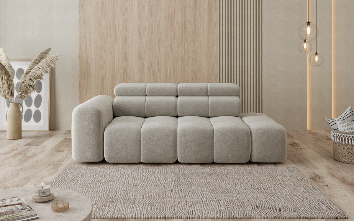 Designer 3-Seater Sofa with Chaise Longue Mia in Chenille