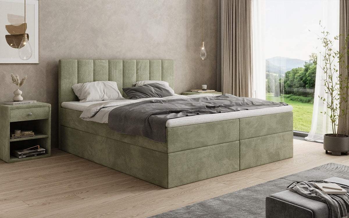 Sofia box spring bed in Corduroy with storage