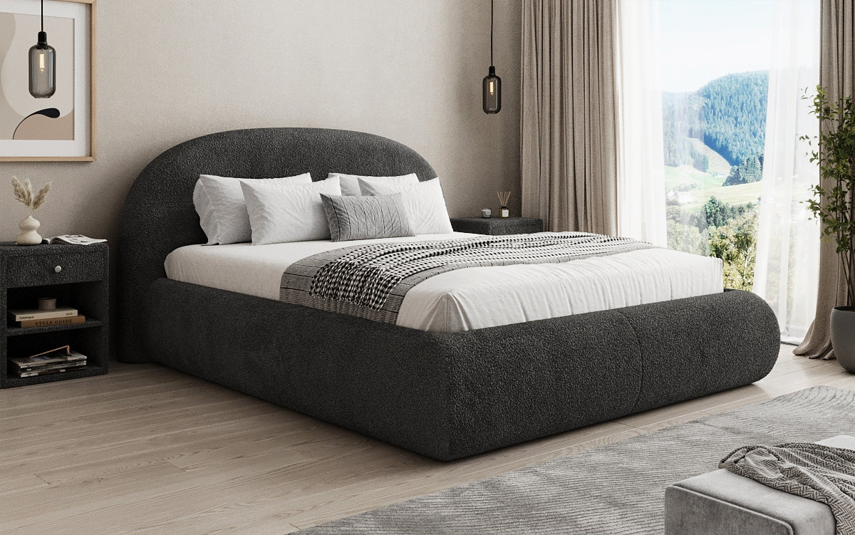 Lit rembourré design Loop en Peluche Bouclé avec espace de rangement