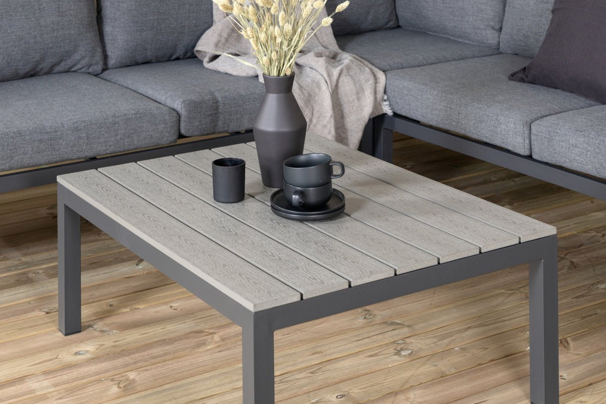 Ensemble lounge de jardin Anker – avec canapé d'angle et table, résistant aux intempéries