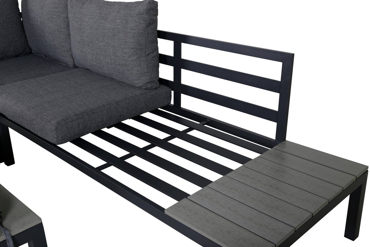 Ensemble lounge de jardin Anker – avec canapé d'angle et table, résistant aux intempéries