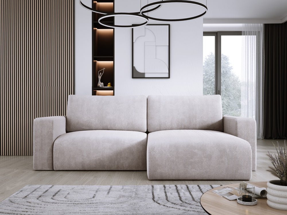 Designer Sofa Carl Cord mat Schlof- a Klapfunktioun