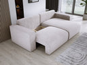 Designer corner sofa Carl Corduroy with sleeping and fold-out function