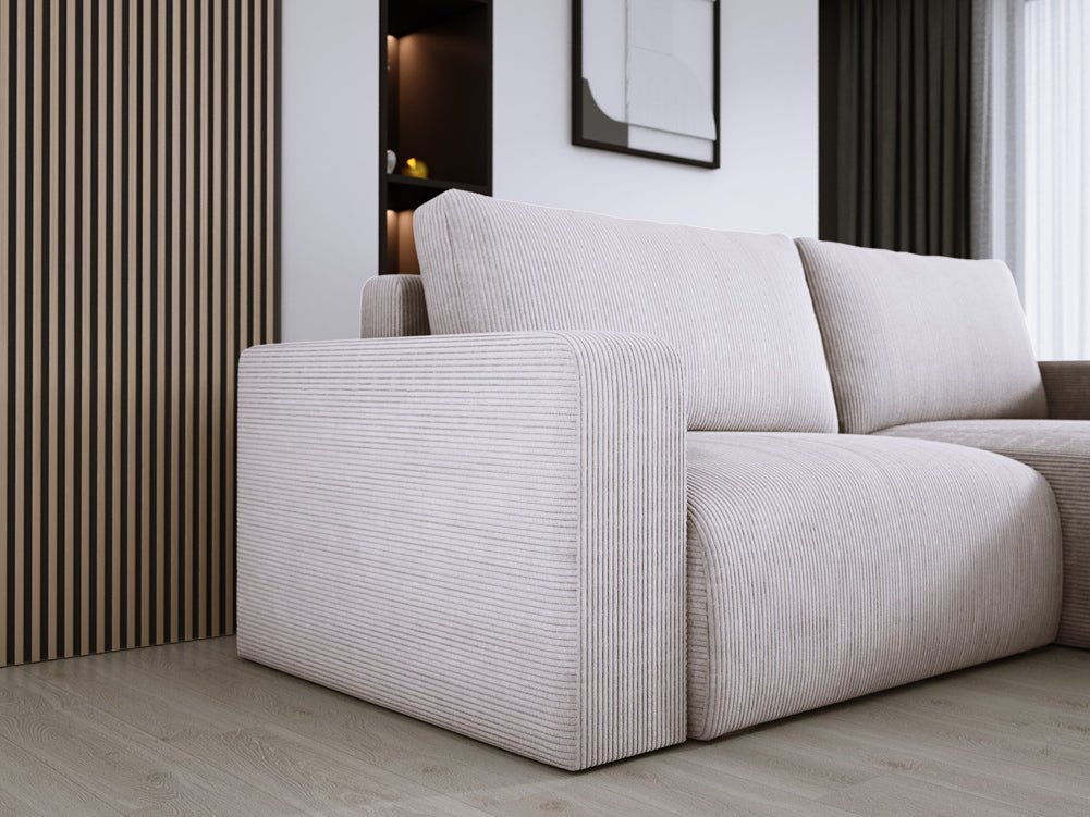 Designer Sofa Carl Cord mat Schlof- a Klapfunktioun