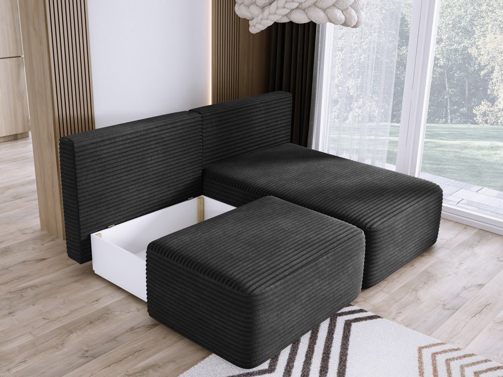 Designer Sofa Tilia Corduroy with Sleeping Function and Storage Space