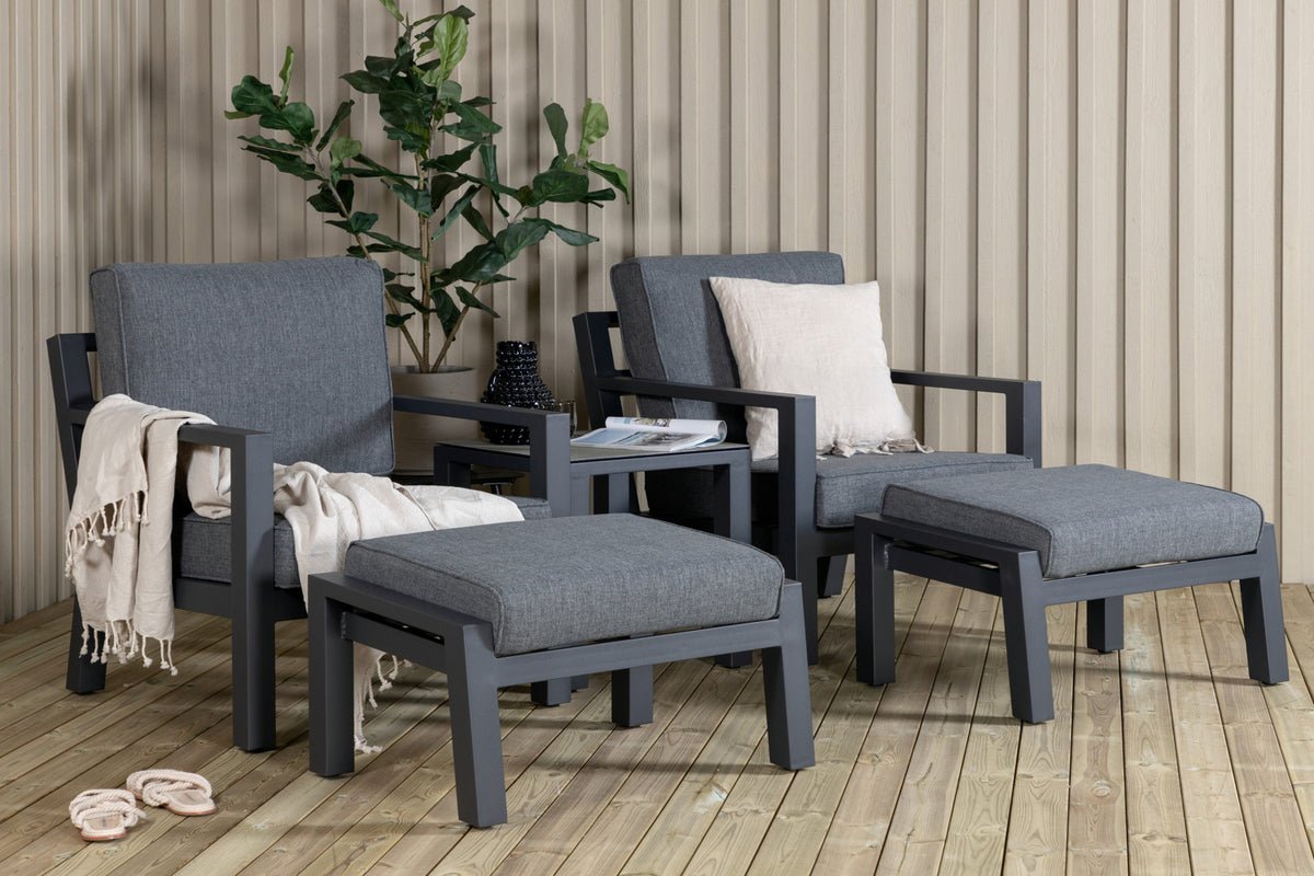 Ensemble lounge de jardin Tavira – ensemble de 5 fauteuils d'extérieur en Noir