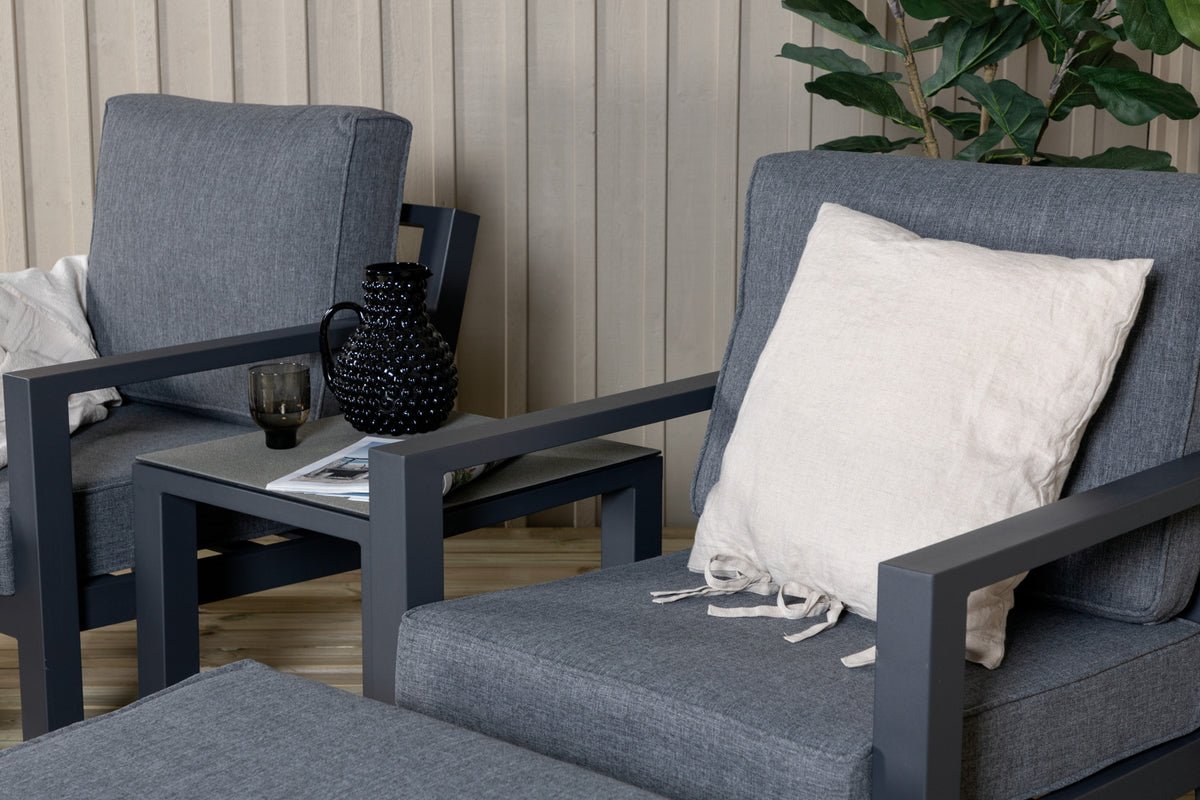 Ensemble lounge de jardin Tavira – ensemble de 5 fauteuils d'extérieur en Noir