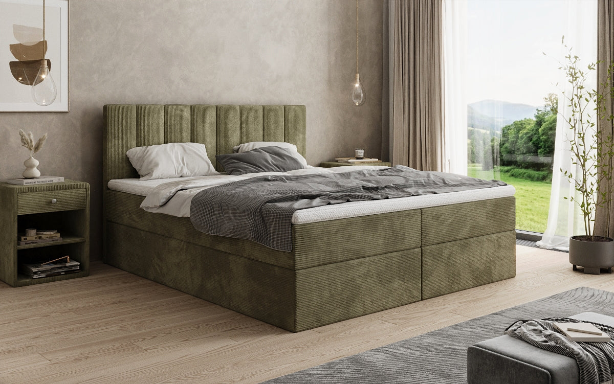Sofia box spring bed in Corduroy with storage