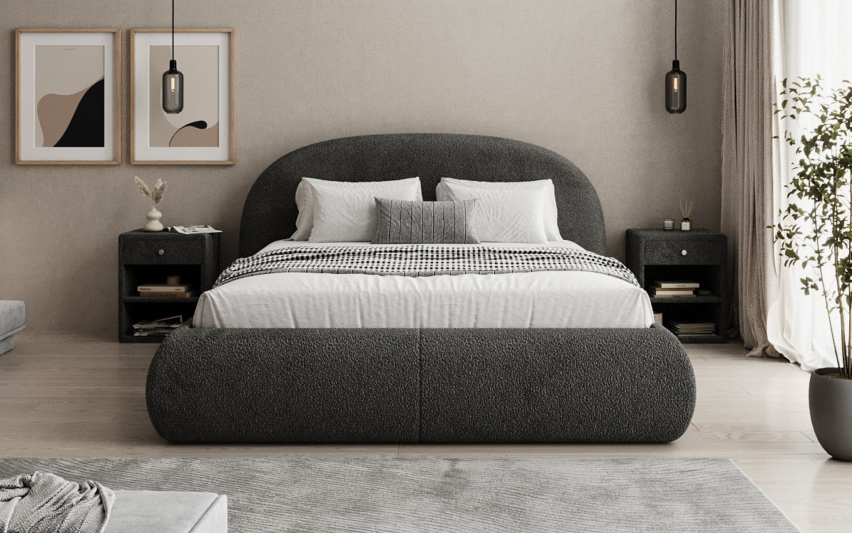 Lit rembourré design Loop en Peluche Bouclé avec espace de rangement