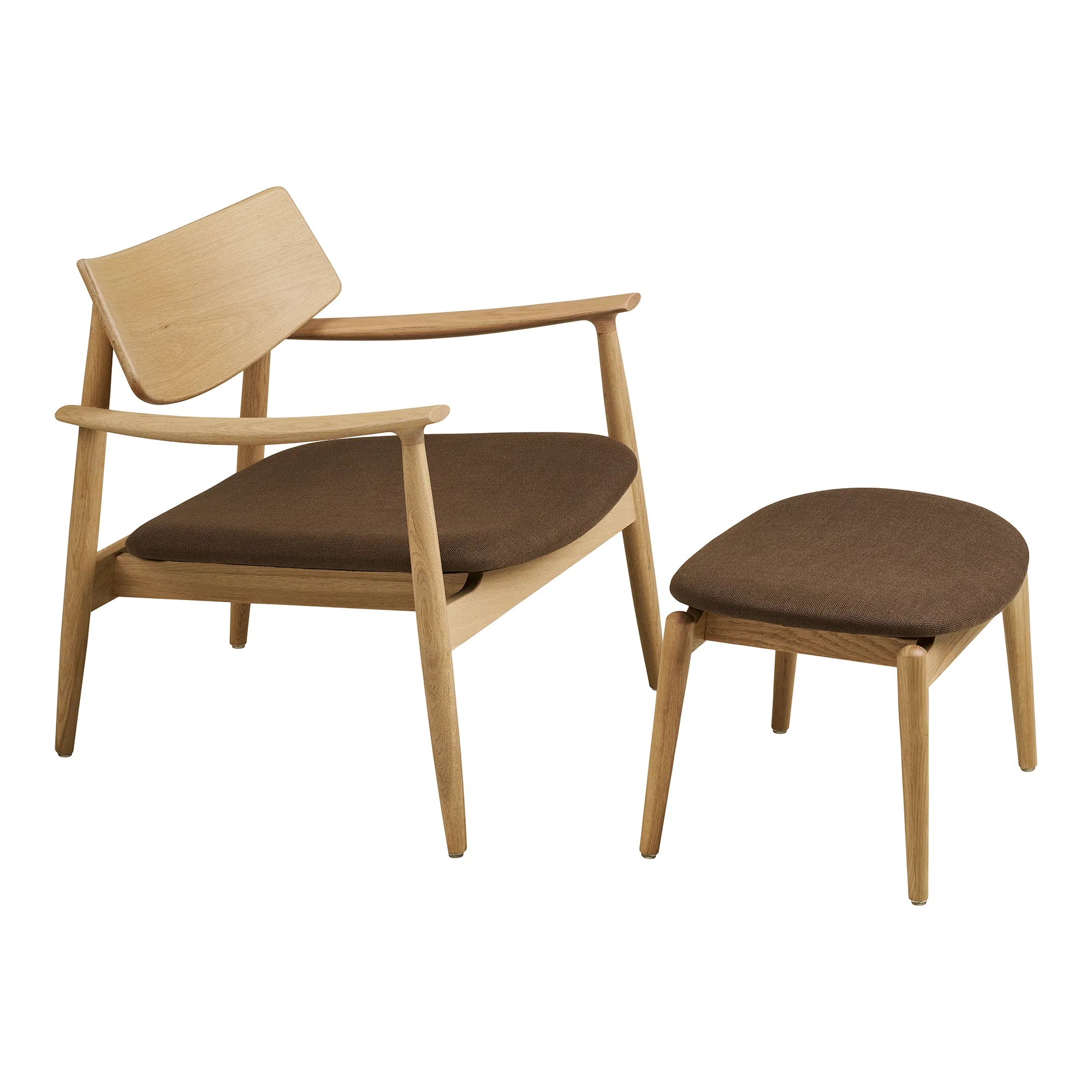 Designer armchair Agnar set with side stool made of oak